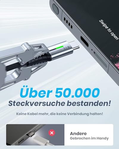 10. Bild von INIU USB C Kabel, (5 Stück/1+1+2+2+3m) Ladekabel USB C 3,1A QC 3,0 Schnellladekabel, Typ C Handy Ladekabel für PS5 Samsung S22 Ultra S21 Xiaomi 11 iPad Air Google Pixel 7 Pro Huawei P50 Xperia usw. 2m+2m+1m+1m+0.5m