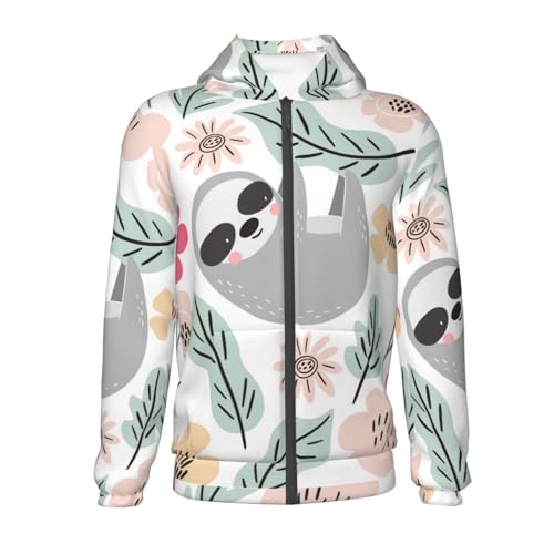Cute Cartoon Sloth Kid Hoodies Boys Zip Up Sweatshirts Girls Pullover with Pocket2