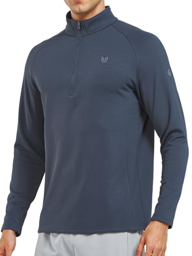 NORTHYARD Men's Quarter Zip Pullover Fleece Lined Long Sleeve Running Shirts Golf Sweatshirts Outdoor Thermal Layer Hiking, Dark Grey, L
