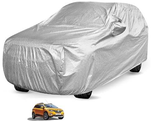 Image of Auto Hub Waterproof Car Cover Compatible with Renault Triber with Mirror Pocket, Soft Cotton Lining, Waterproof Triber Car Cover- Metallic Silver