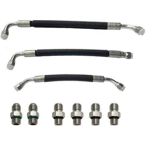 EYSENC HPOP High Pressure Oil Pump Hoses Lines & Crossover Replacement Kit, Dual Metal Braided Hose Compatible with Ford 1999-2003 7.3L Turbocharged Engine Cover
