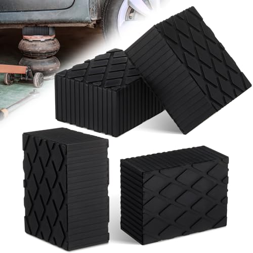 Image of Pangda 4 Pack Solid Rubber Auto Lift Pads 6-3 /8 inch x 4-3 /4 inch x 3.15 inch Anti-Skid Lift Block Spacer Pad for Automobile Car Lifts, Jacks and Racks, 4000 Lbs Capacity