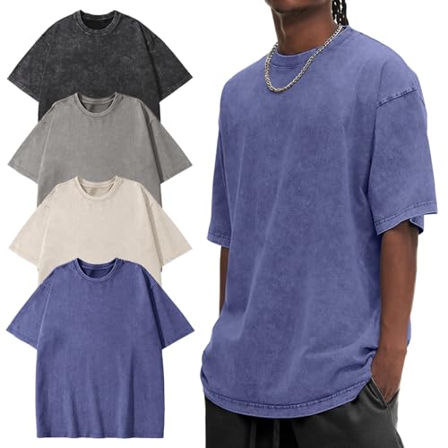Image of Eiscntd Mens Oversized T-Shirts Heavyweight Cotton Vintage Unisex Baggy Tee