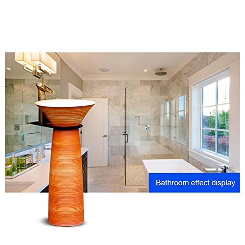 Yrra Modern Ceramic Bathroom Basin Sink With Full Pedestal And One Tap Hole Round Freestanding Sink Ceramic Basin Sink And Pedestal Bathroom,B #TOP5