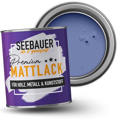 SEEBAUER diy Mattlack Lila 750ml für Innen & Außen (No. 907 Magic Lavender) Möbelfarbe ohne Schleifen - Hybrid-Lack für Holz, Metall, Kunststoff - Holzlack, Möbellack hohe Deckkraft