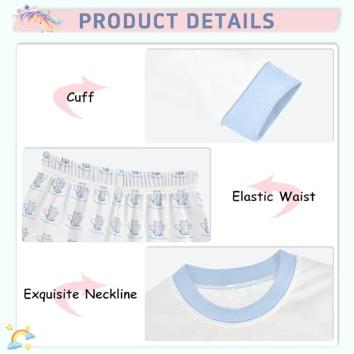 Cartoon Pajamas Set Cat Wings Long Sleeve PJs Cotton Jammies Sleepwear Top and Pants4