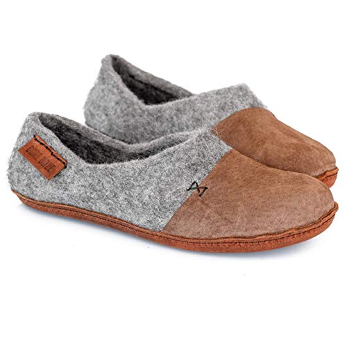 Burebure Women'S Felted Wool Clogs With Natural Edge Suede Toe Caps thumb #4