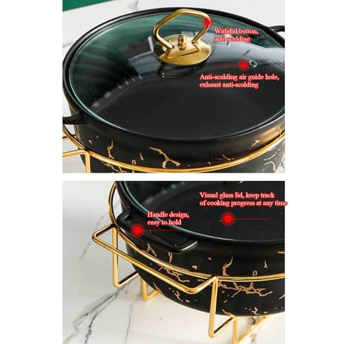 XMWOEIX Chafing Dish-Buffet-Set – Chafing Dish aus Keramik mit Marmor-Imitat-Finish – Chafing Dish und Buffetwärmer-Set für Buffet-Hochzeiten, Partys, Bankette, Catering-Events, Schwarz, 0,4 Quart – Bild 7