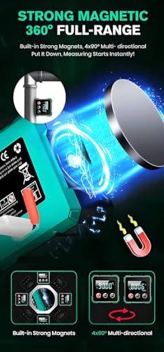 Image of Digital Angle Gauge with Laser Level 4 Sides Magnetic, 360 Magnetic Protractor, Angle Finder Tool with Hold Function, Digital Level with LCD Display, Gauge Bevel Gage Inclinometer