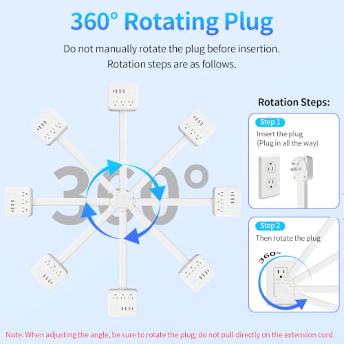 Extensión con toma giratoria 180° con 3 AC y 4 USB miniatura 3