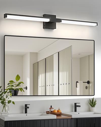 Image of OKELI Modern Bathroom Light Fixtures Over Mirror, 40 Inch Matte Black Vanity Light Bar for Bathroom, 24W 5CCT Diammable Wall Light