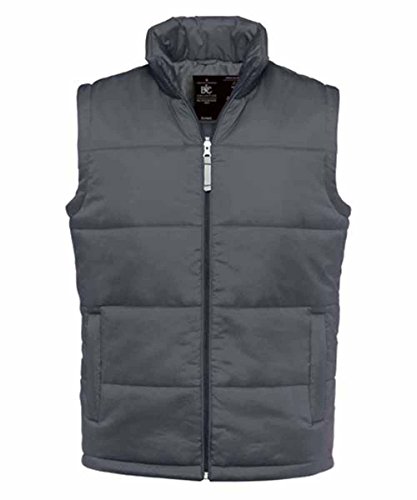 Bodywarmer men B&C gilet doudoune sans manches gris foncé taille M pour homme chaud et confortable