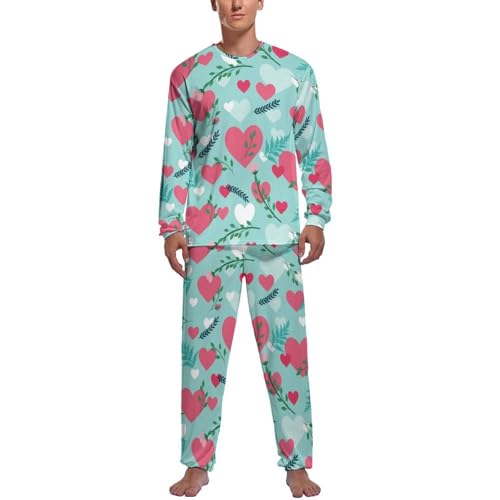 Pyjama homme haut et bas manche longue Amour Rose pour vêtements de nuit