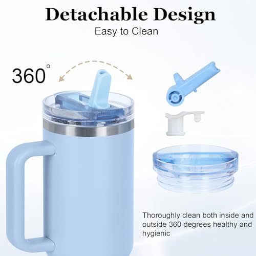 Tswofia 15 Pack 40 oz Tumbler with Handle Bulk and Detachable Leak proof Flip Straw Lid, Double Wall Vacuum Insulated Stainless Steel Tumbler for Laser engraving, Keep Cold and Hot, Mixed-1