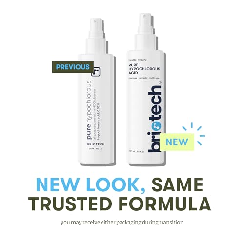 Image of BRIOTECH Pure Hypochlorous Acid Spray and Cleanser, Original Premium HOCl Topical Solution, Multi-Purpose Cleaner, Family Approved & Pet Friendly, 2 fl oz Travel Size (2 Pack)
