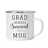 Andaz Press 11oz. Graduation Stainless Steel Campfire Coffee Mug Gift, Grad School Survival Mug, 1-Pack, Includes Gift Box, Enamel Camping Cups for Graduates School Students of Class of 2024