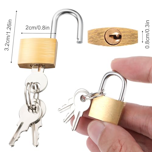 Image of 6 Pcs Luggage Locks with Keys, Solid Brass Keyed Padlock Suitcase Locks Gym Locker Lock with Key Storage Pad Lock for Locker Gym Gate Outdoor Indoor Use
