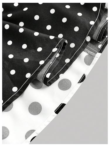 MakeMeChic Women's Y2K Fall Polka Dots Skirt Color Block Elastic Waisted A Line Long Skirts4