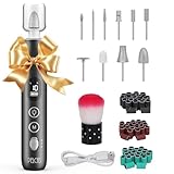 PELCAS Electric Nail Grinder, 10 Speeds Cordless Nail Drill with LED Light, Portable Manicure and Pedicure Kit, Nail File with LCD Screen for Human, Pet, Thick Toenails, Natural & Acrylic Nails Grey