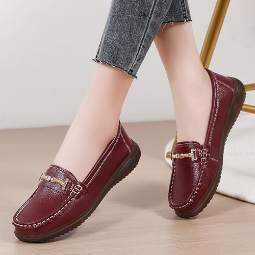 Image of Women's Wide Width Loafers Comfort Slip on Shoes Walking Shoes for Ladies Mocassins Driving Shoe
