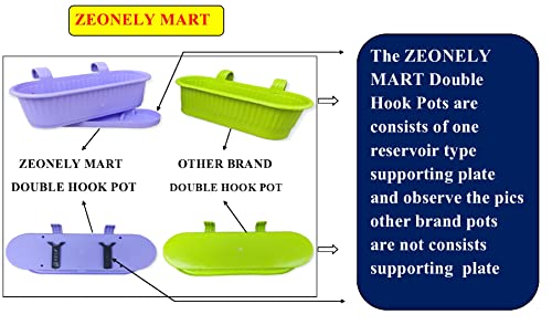 ZEONELY MART Hanging pots for Plants Balcony Railing (15 inch)  Multi- 4 Pcs