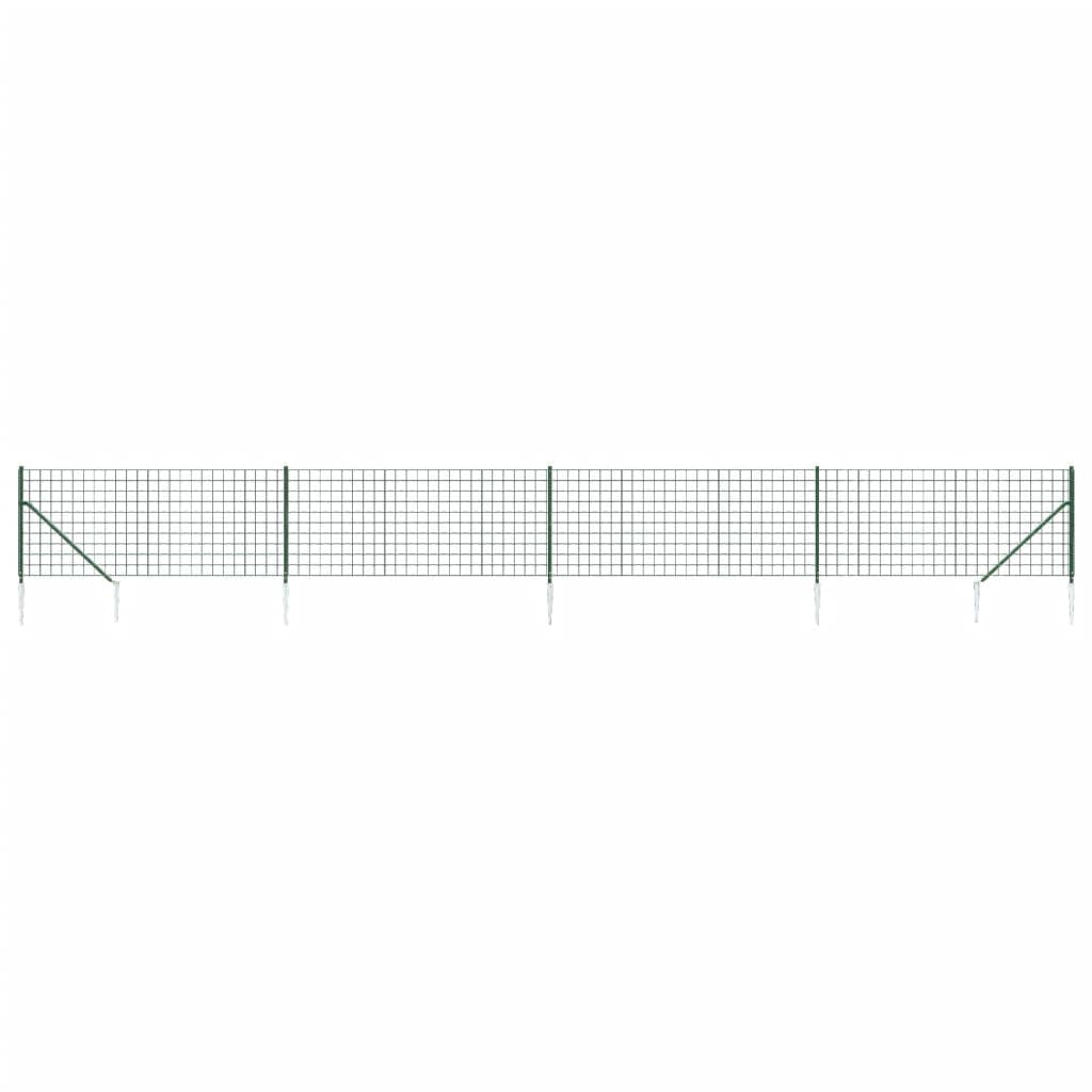 Vidaxl Wire Mesh Fence With Spike Anchors Garden Fencing Mesh Green 1.1X10 M 8720845778712