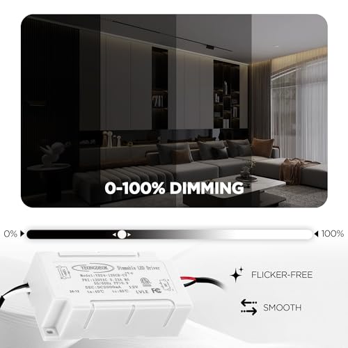 Image of Dimmable 12V 24W LED Driver with US Plug, AC 120V to DC 12V LED Electronic Transformer, Dimming Power Supply 12V 2A Constant Voltage LED Driver, AC to DC Converter for Track Lights, Puck Light