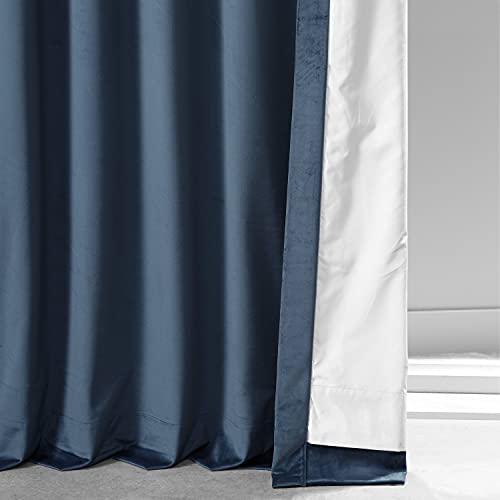 Image of HPD Half Price Drapes Signature Plush Velvet Blackout Curtains for Bedroom (1 Panel), 50W X 96L Hotel Black Out Curtains for Living Room, Thermal Insulated Blackout Curtains for Windows, Varsity Blue