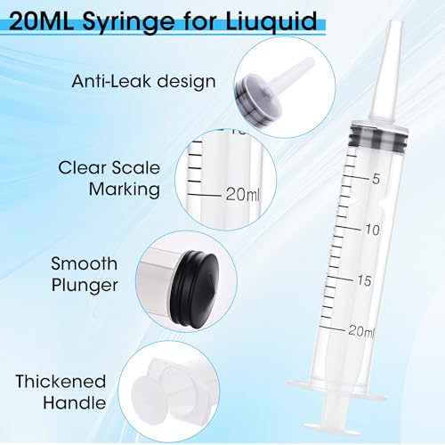 Image of 3 Pack 20ml Syringe with Cap, Plastic Syringe without needle for Liquid, Sterile Individually Wrapped