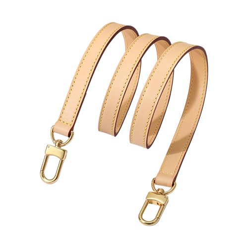 Image of Genuine Vachetta Leather Strap for Bag,Shoulder Purse Strap Replacement Fit for Multi Pochette Accessoires (Apricot-Width:0.43in&Length:35.4in,Double Buckles)