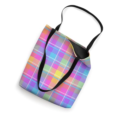 Bolso tote con estampado tartán preppy en colores dulces miniatura 2