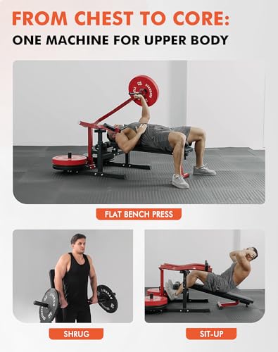 Image of GMWD Chest Press Machine, Bench Press Machine with Independent Converging Arms, Adjustable Flat Incline Bench for Chest, AB Workouts, Shoulder Home Gym Equipment