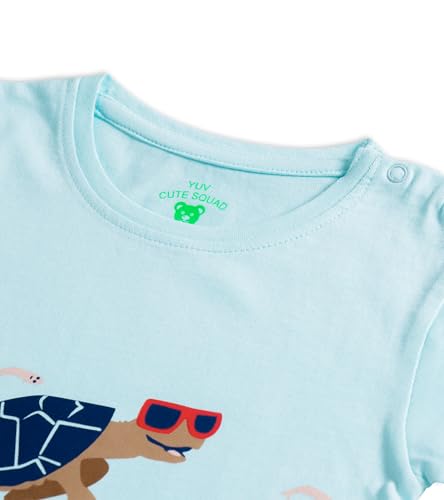 Image of YUV Infant Baby Boys & Girls 100% Cotton Printed Multicolor Half Sleeve T Shirts - 0 to 24 Months Babies, Pack of 5