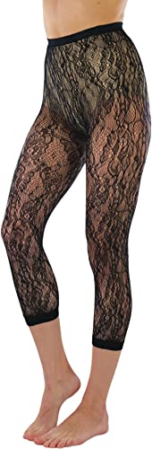 Image of ToBeInStyle Women's Single Floral Lace Fishnet Tights Footless & Stirrup Design