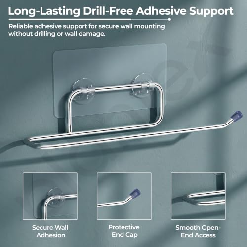 Image of Plantex Self Adhesive Toilet Paper Roll Holder /Toilet Tissue Paper Holder with Minor Surface Marks from Transit, Fully Quality Checked /Toilet Roll Holder for Bathroom Accessories (Chrome - Pack of 2)