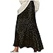 bawilom Women's Sequin Maxi Skirt Sparkly Glitter Flowy Skirts Trendy Dressy Evening Prom Cocktail Club Party Flare Skirts Black
