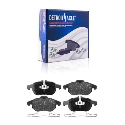 Image of Detroit Axle - Front Brake Kit for 2003-2011 Saab 9-3, 2010-2011 9-3X | 2007-2008 Cadillac BLS Drilled and Slotted Brake Rotors Ceramic Brake Pads Replacement 11.22 inch inch Rotors