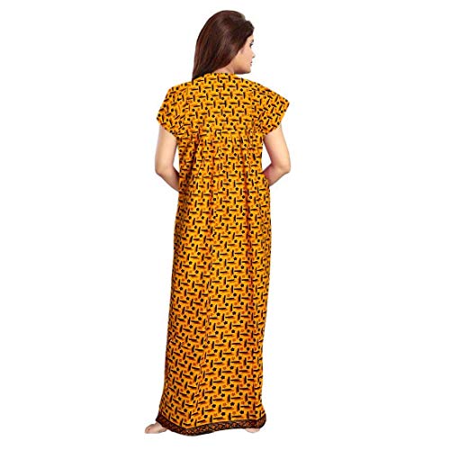Image of YUKATA Nighty for Women Cotton Printed Maxi Gown Ankle Length Nighty Night Dress Gown for Women Maxi - Free Size (Pack of 2)