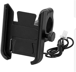 Metal Phone Holder, Adjustable & Rotate Strong Phone Mount for Anti-Fall Even in Off-Road, for Motorcycles, Bikes, Mountain Cars and Suitable for All Phones (Jadon - USB Charger - Black) - KaberTrade