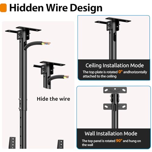 GLWIXY TV Ceiling Mount for 26-68 inch Flat Screen Fits Most LCD LED OLED TVs Monitor Pole Mount up to 99lbs Max VESA 400x400mm Hanging TV Mount Adjustable Ceiling Television Bracket by GLWIXY - Image 5