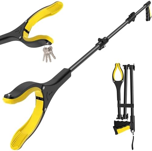 44 Inch Extra Long Grabber Reacher Tool,Foldable Trash Pick Up Stick for Seniors with Strong Grip Magnetic,360°Rotating Anti-Slip Jaw 4
