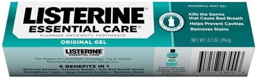 Listerine Essential Care Fluoride Toothpaste Gel-Mint, 4.2 Ounce (Pack of 2)