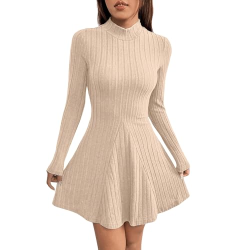 Vestidos mujer elegantes suéter mujer cuello alto vestidos de mujer trabajado casual Dress moda vestidos de ceremonia invierno vestidos de invierno vestidos de Año Nuevo corto vestido de fiesta de