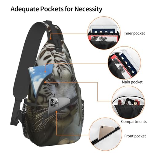 Bolso Sling para Hombre y Mujer Estampado Tigre Blanco miniatura 4