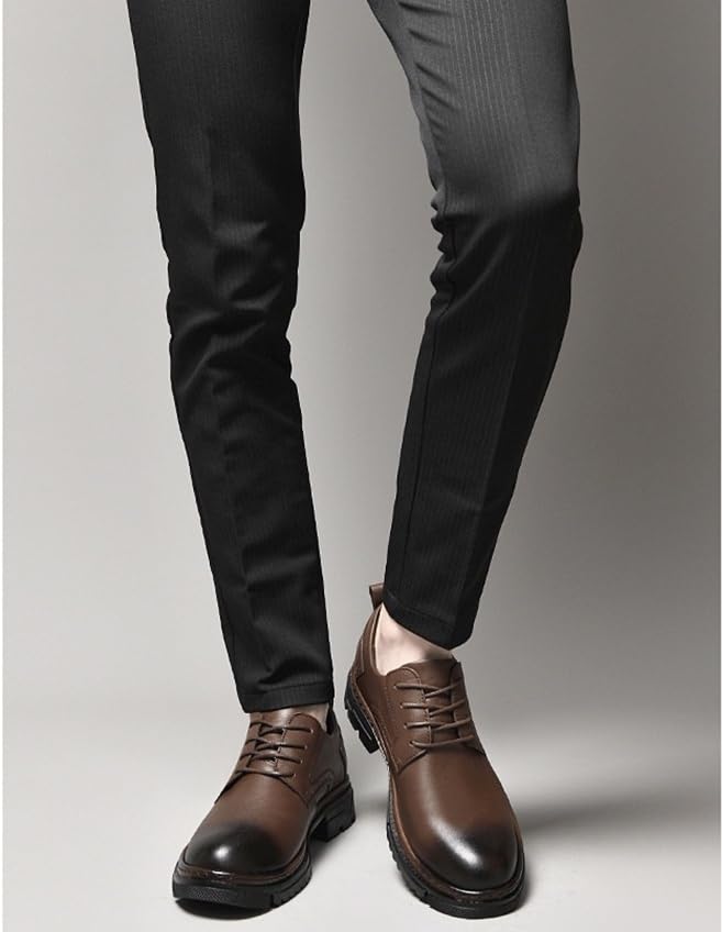 Genuine First Layer Leather Business Oxford Shoes British Style Round Toe Comfortable Lace-Up Thick Sole Footwear2