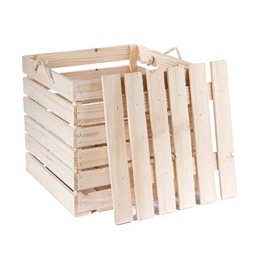 Générique ALLPO Coffre en Bois Verrouillable avec Couvercle | Caisse en Bois Coffre en Bois avec Poignée | Coffre de Rangement Coffre-siège | Coffre à Jouets | Coffre Cadeau | 43 x 43 x 43 cm