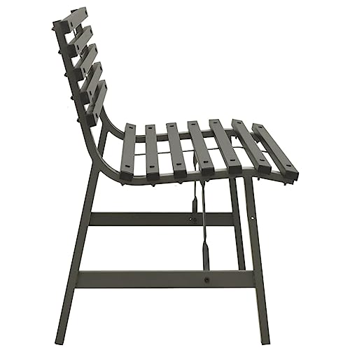 Banc de jardin en acier noir résistant aux intempéries avec dossier métal - 5