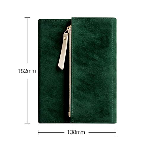 Carnet B6 80 pages avec couverture en daim vert et pochette - 2