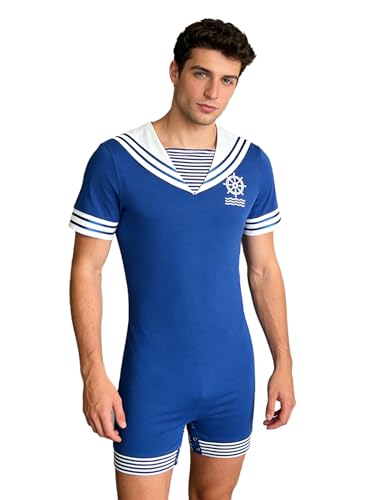 Combinaison pyjama marin homme coupe short et manches courtes vêtement nuit