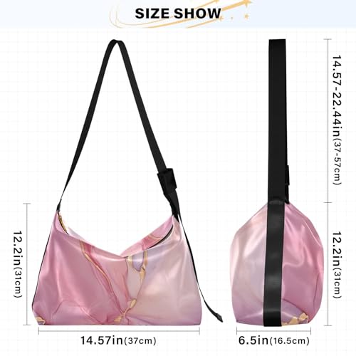 Marble Pink Gold Crossbody Bag for Women Men with Adjustable Strap PU Leather Shoulder Hobo Purse Bag 208497452